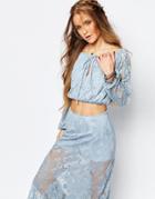 Honey Punch Lace Crop Top With Tie Front - Freshwater