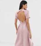 Asos Design Tall T-shirt Open Back Prom Midi Dress-orange