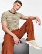 Vans Micro Stripe T-shirt In Yellow/brown