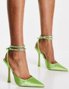 Public Desire Bliss Heel Shoes In Lime Satin-green