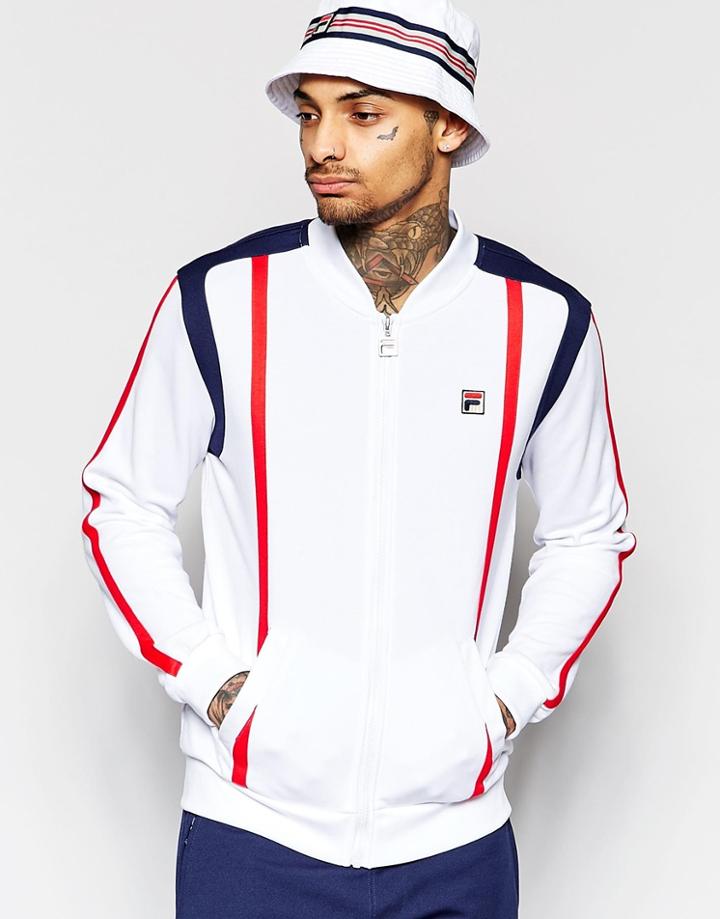 Fila Vintage Track Jacket With Stripe Detailing - White