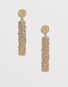 Asos Design Earrings With Stud And Bar Drop In Gold Tone - Gold