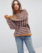 Pull & Bear Stripe Longline Sweater - Multi