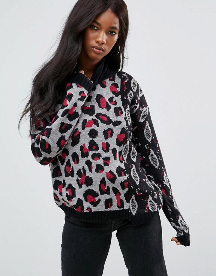 Asos Sweater In Mix Animal Print - Multi