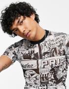 Asos Design Cropped Skinny T-shirt In Printed Mesh-black