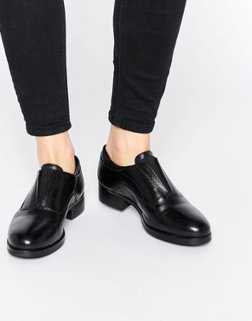 Ravel Chunky Leather Flat Shoes - Black