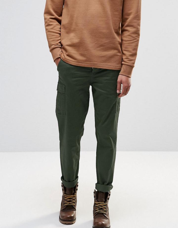 Pull & Bear Cargo Chinos In Khaki Slim Fit - Khaki