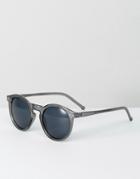 Asos Round Sunglasses In Crystal Gray - Gray