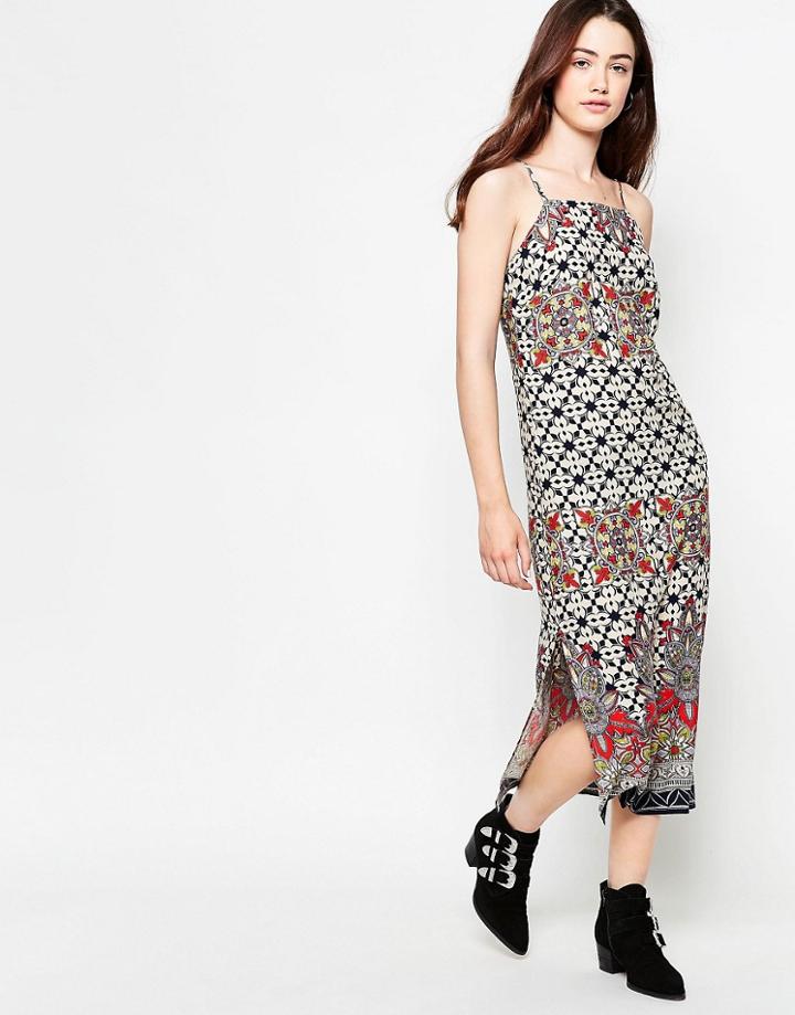 Madam Rage Midi Dress In Scarf Pint - Multi