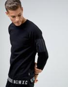 Jack & Jones Sweatshirt With Arm Pocket And Hem Print - Black