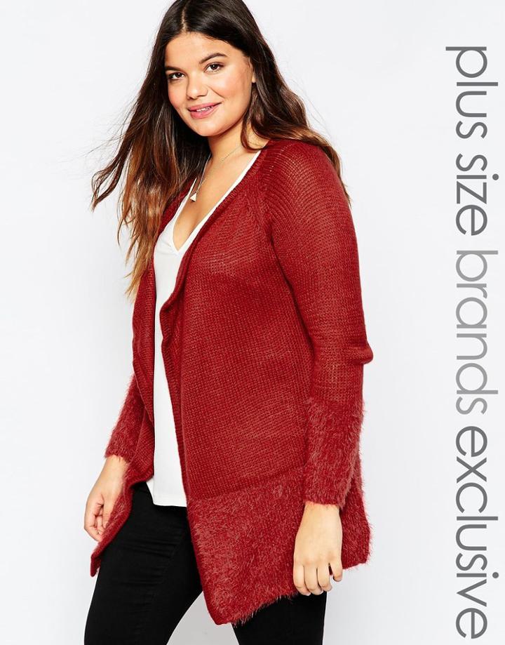 Junarose Drape Front Cardigan - Red