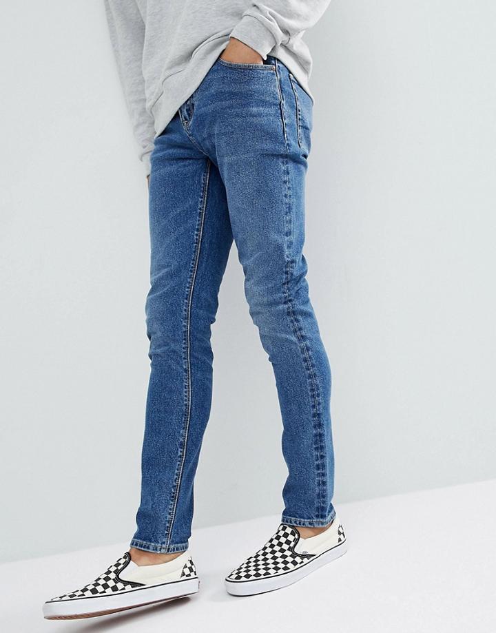 Asos Design Skinny Jeans In Dark Wash - Blue