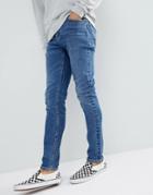 Asos Design Skinny Jeans In Dark Wash - Blue