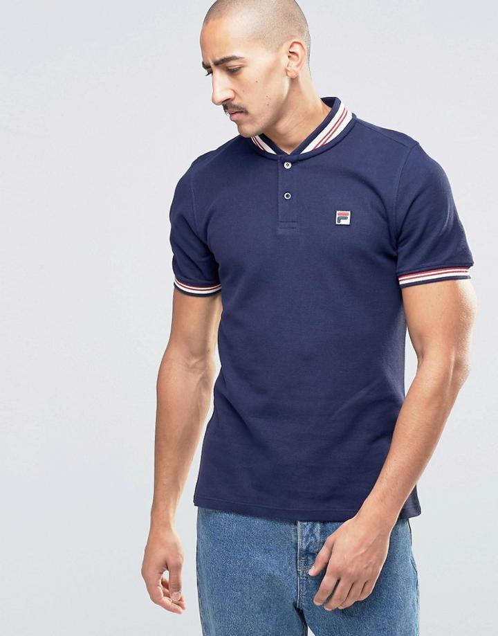 Fila Vintage Polo Shirt With Retro Collar - Navy