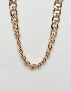 Asos Design Necklace With Heavyweight Link Chain In Gold - Gold