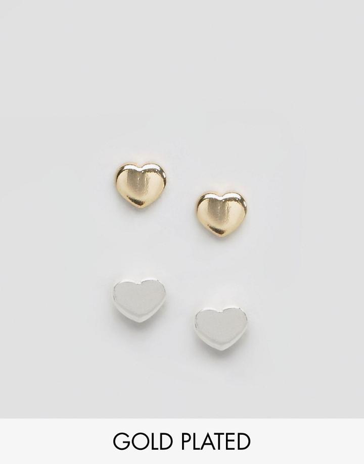 Orelia Tiny Heart Earring 2 Pack - Gold