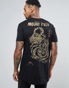 Asos Longline T-shirt With Oriental Tiger Back Print And Curved Hem -