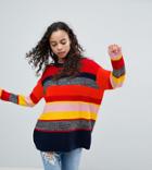 Asos Petite Oversized Sweater In Stripe - Multi