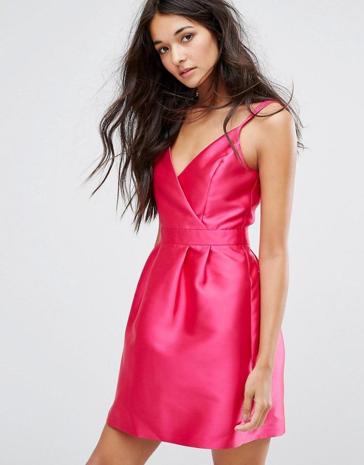 Miss Selfridge Wrap Front Mini Prom Dress - Pink
