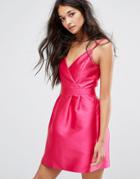 Miss Selfridge Wrap Front Mini Prom Dress - Pink