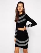 Asos Co-ord Sweater With Metallic Detail - Black With Silver