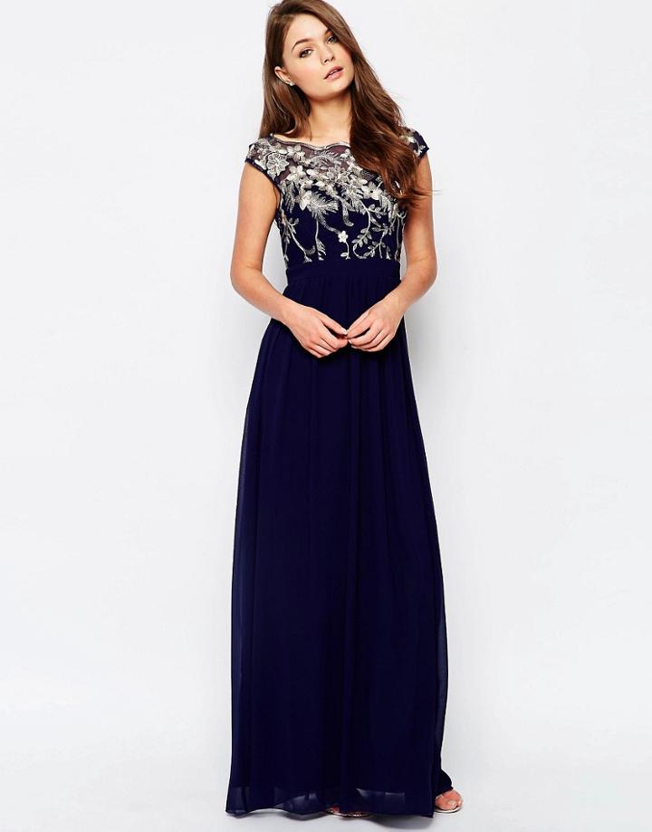 Little Mistress Embellished Maxi Dress - Navy