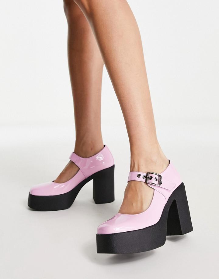 Lamoda Platform Heel Mary Jane Shoes In Pink