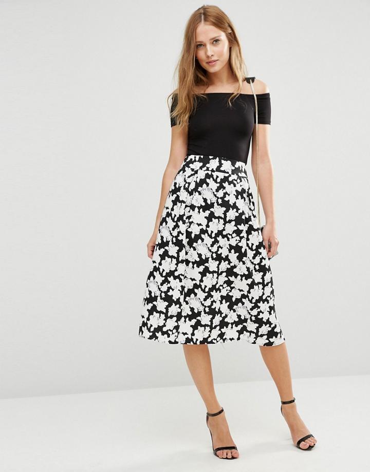 Pussycat London Skirt In Floral Print - Black