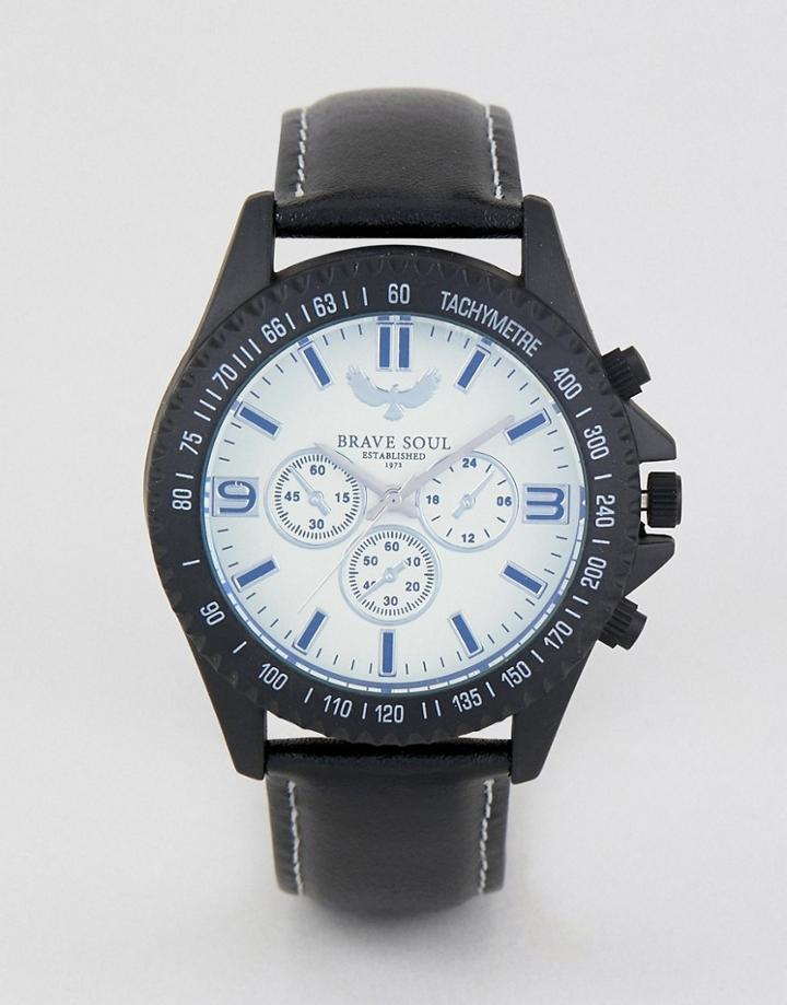 Brave Soul Chronograph Watch With White Dial - Black