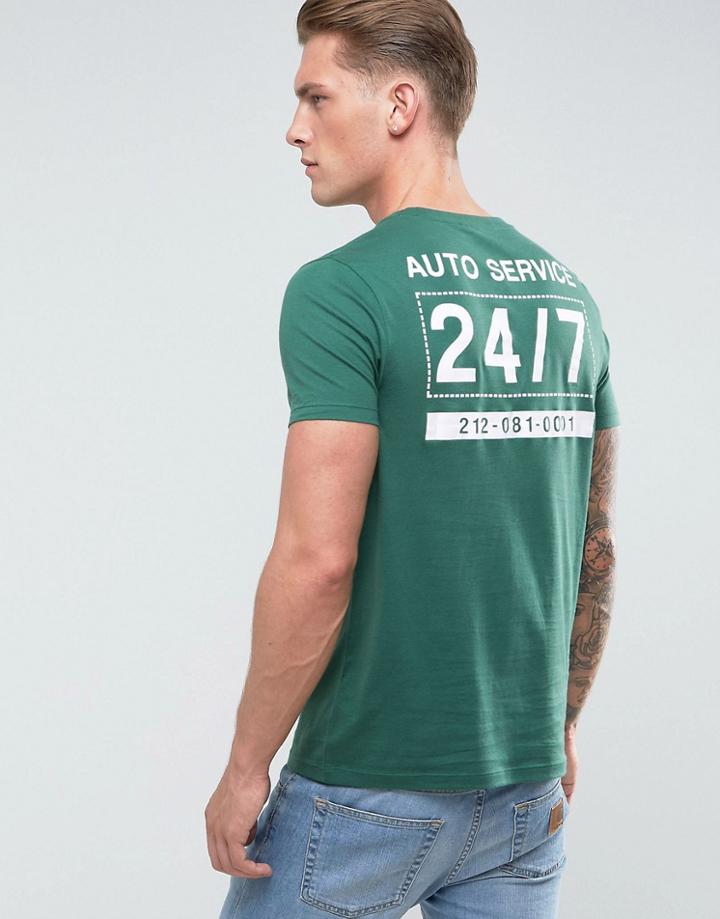 Asos T-shirt With Text Back Print In Green - Green