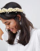 Asos Design Bridal Faux Gypsophila Floral Crown Headband - White