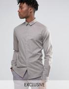 Noak Skinny Shirt In Melange - Stone