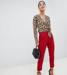Boohoo Petite Tailored Pants In Red - Red