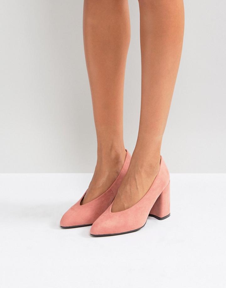 Qupid High Topline Block Point High Heels - Pink