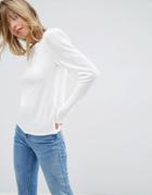 Asos Sweater With Crew Neck And Shoulder Pad - Cream