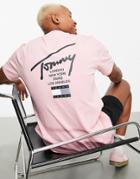 Tommy Jeans Recycled Cotton Modern Signature Back Print T-shirt In Pink