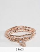 Asos Pack Of 3 Rose Gold Stretch Bead Friendship Bracelets - Copper