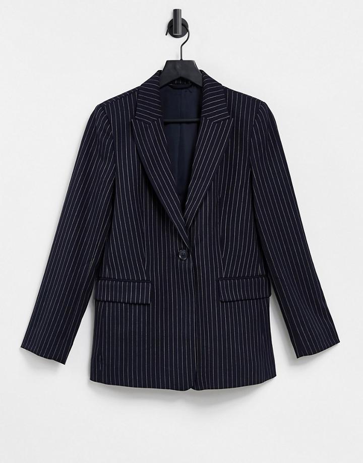 & Other Stories Pin Stripe Jacket In Navy Blue