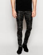 Asos Extreme Skinny Jeans In Coated Black - Washed Black