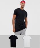 Asos Design Tall 2 Pack Longline T-shirt With Crew Neck Save-multi