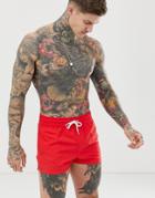 Asos Design Swim Shorts In Red Super Short Length