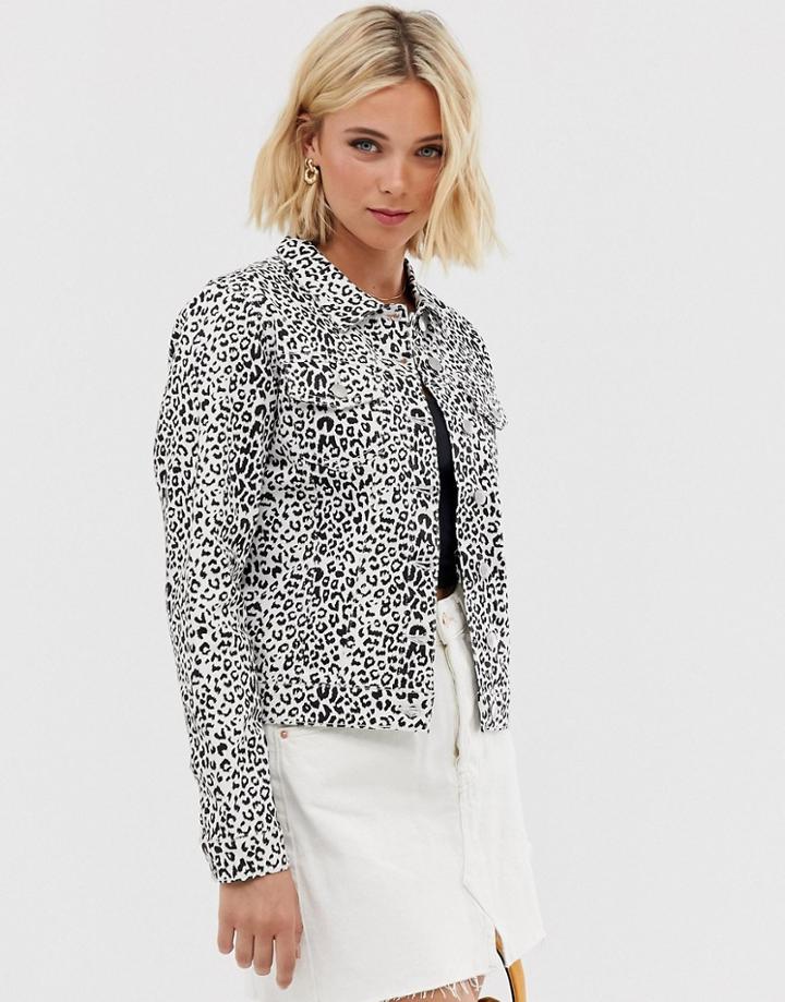 Parisian Leopard Print Denim Jacket-multi