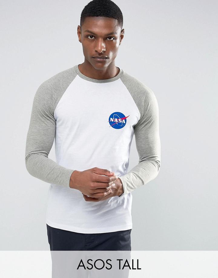 Asos Tall Nasa Long Sleeve Raglan T-shirt - Black