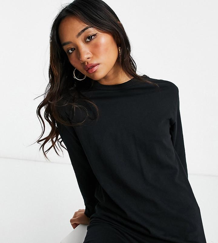 Brave Soul Petite Lana Lounge T-shirt Dress In Black