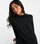 Brave Soul Petite Lana Lounge T-shirt Dress In Black