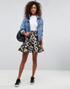 Asos Mini Skirt In Camo Metallic Jacquard - Multi