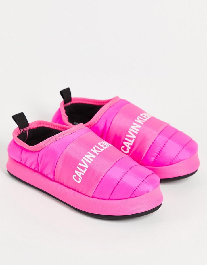 Calvin Klein Jeans Logo Slipper In Pink