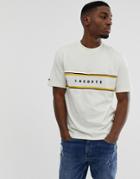 Lacoste Stripe Logo T-shirt In Off White