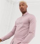 Asos Design Tall Skinny Fit Smart Shirt In Dusty Pink