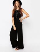 Pull & Bear Jumpsuit With Cut Out Sides - Black